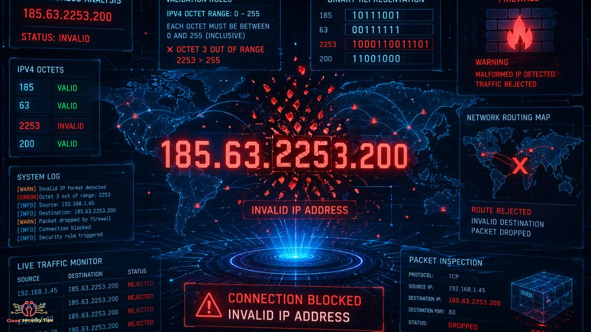 Invalid IP address 185.63.2253.200 shown failing network validation due to IPv4 structure rules