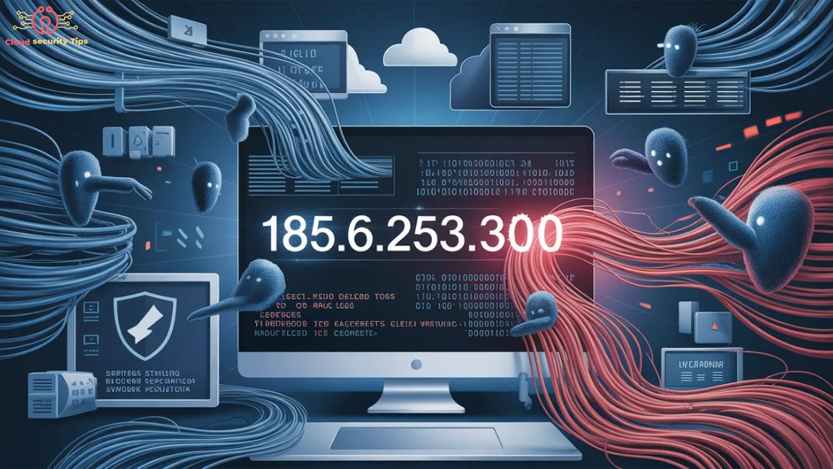 Invalid IP address example 185.63.253.300 showing IPv4 format error and cybersecurity warning concept