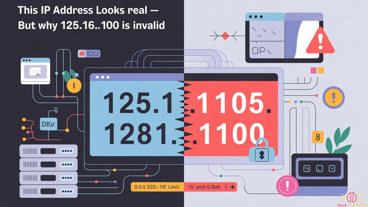 Invalid IP address example showing 125.16.12.1100 and IPv4 structure error