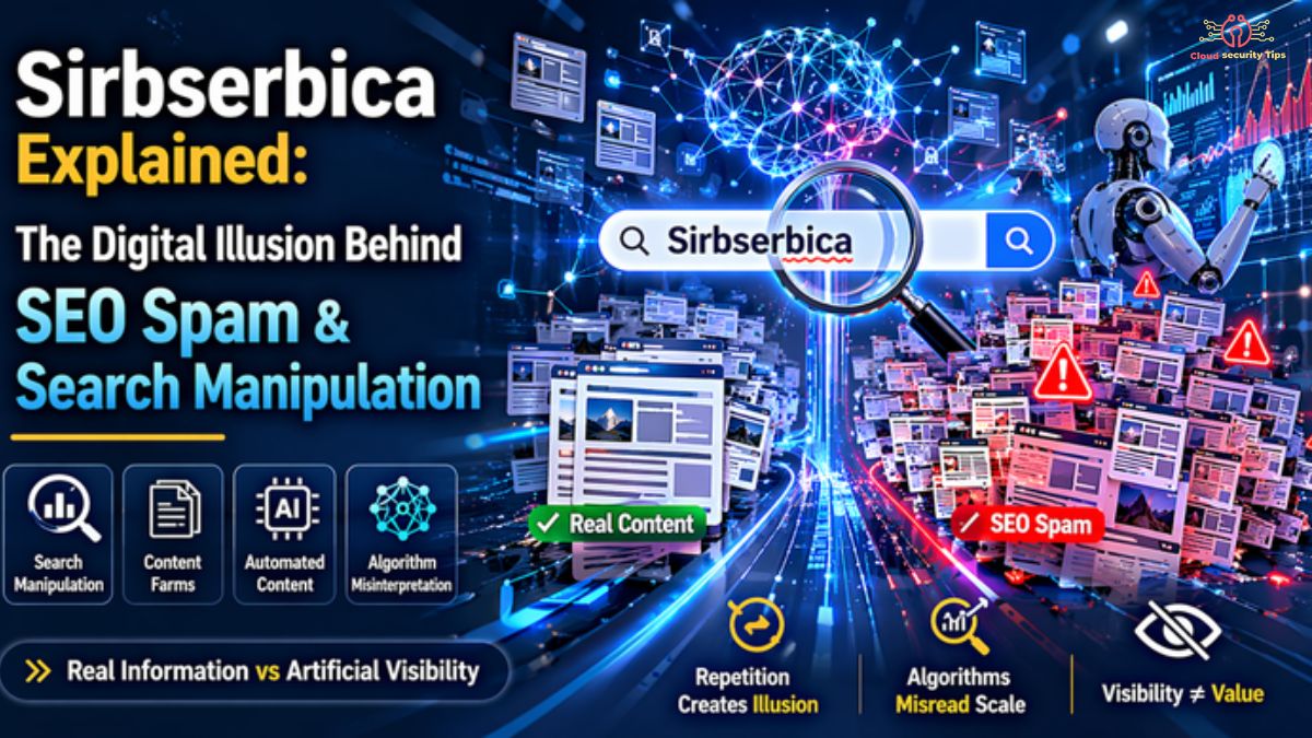 Sirbserbica concept showing SEO spam and search manipulation in digital search systems.