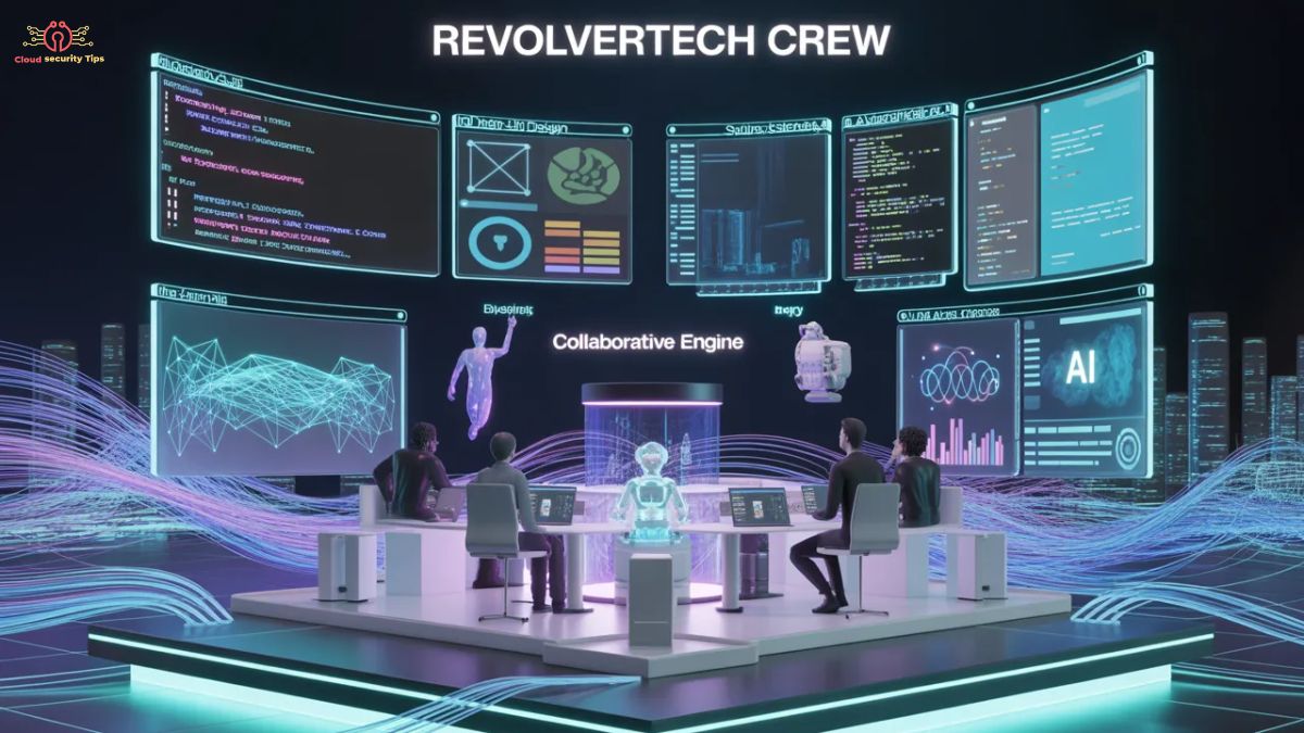 RevolverTech Crew team working collaboratively on technology strategy, software development, and digital innovation in a modern tech environment