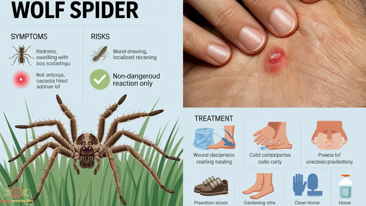 Close-up view of wolf spider bite symptoms on human skin with mild redness and swelling